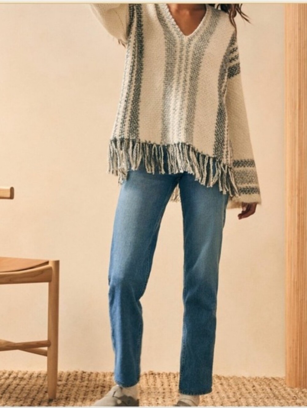Faherty Lima Artisanal Wool & Alpaca-Blend Poncho Size L/XL